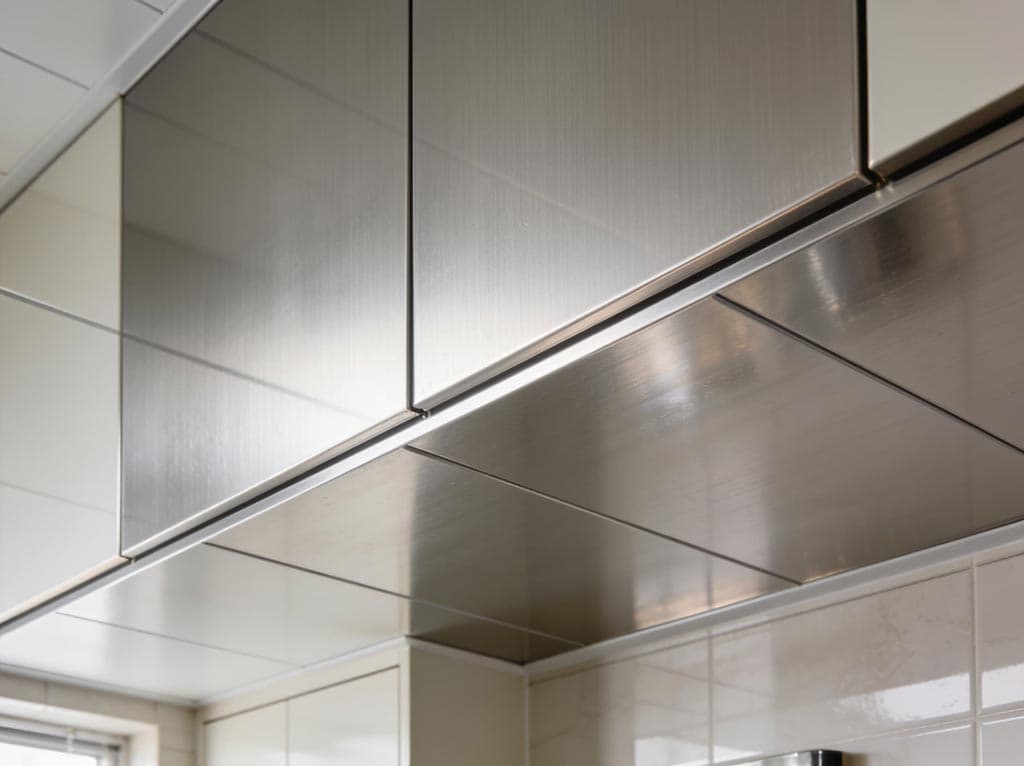 Falso techo de aluminio lacado en cocina y baño en Lugo